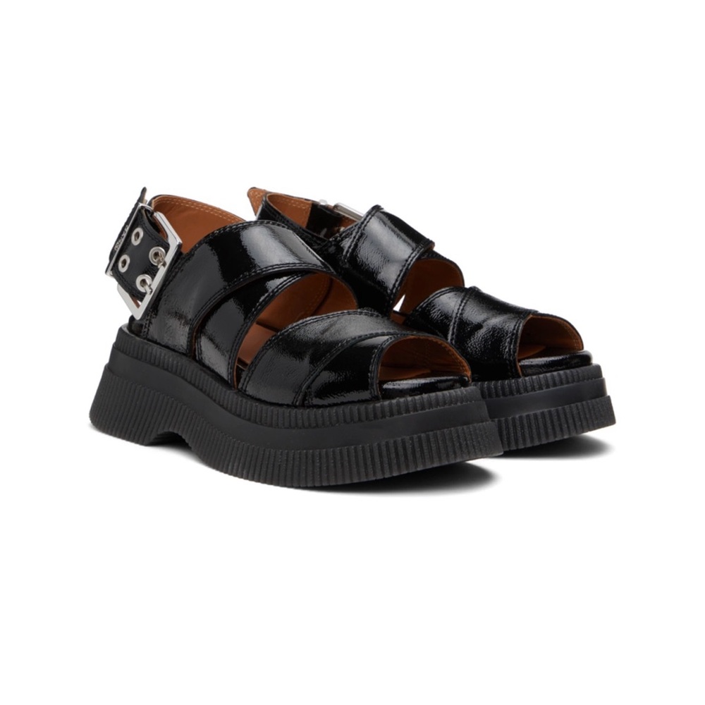 Ganni Black Platform Sandals with Chunky Sole